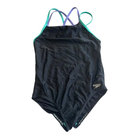 Speedo Girl’s One Piece Swimsuit Black Size 10-12 - Picture 1 of 3